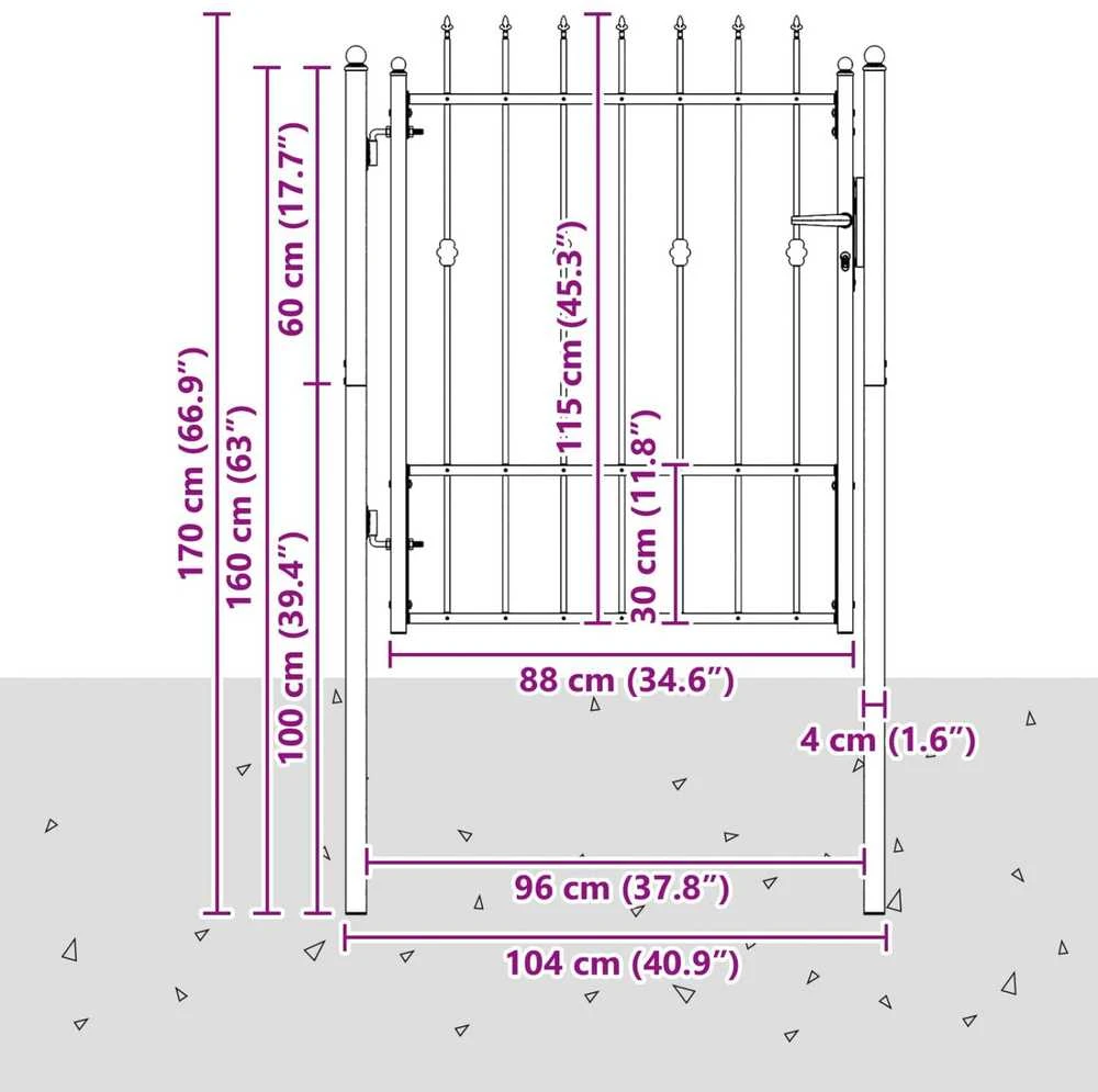 Tvora vartai ASTEN 100 x 125 cm Metalas Juoda Užrakintas