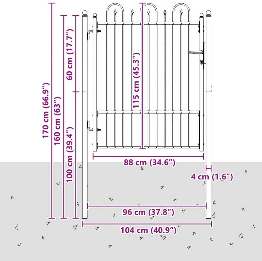 Tvora vartai DRONTEN 100 x 125 cm Užrakintas Metalas Juoda