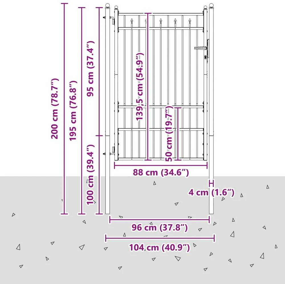 Tvora vartai BAARLO 100 x 150 cm Metalas Juoda Užrakintas
