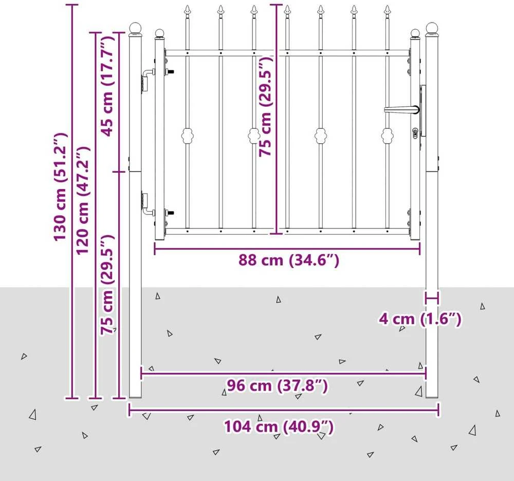 Tvora vartai ASTEN 100 x 75 cm Užrakintas Metalas Juoda