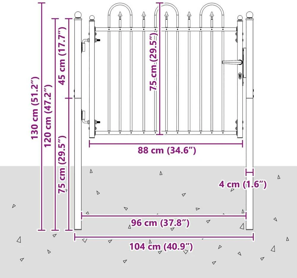 Tvora vartai DRONTEN 100 x 75 cm Metalas Juoda Užrakintas