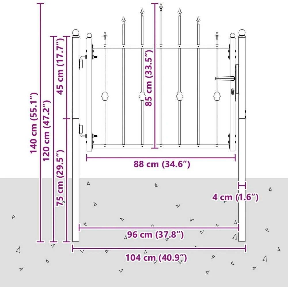 Tvora vartai ASTEN 100 x 75 cm Metalas Juoda Užrakintas