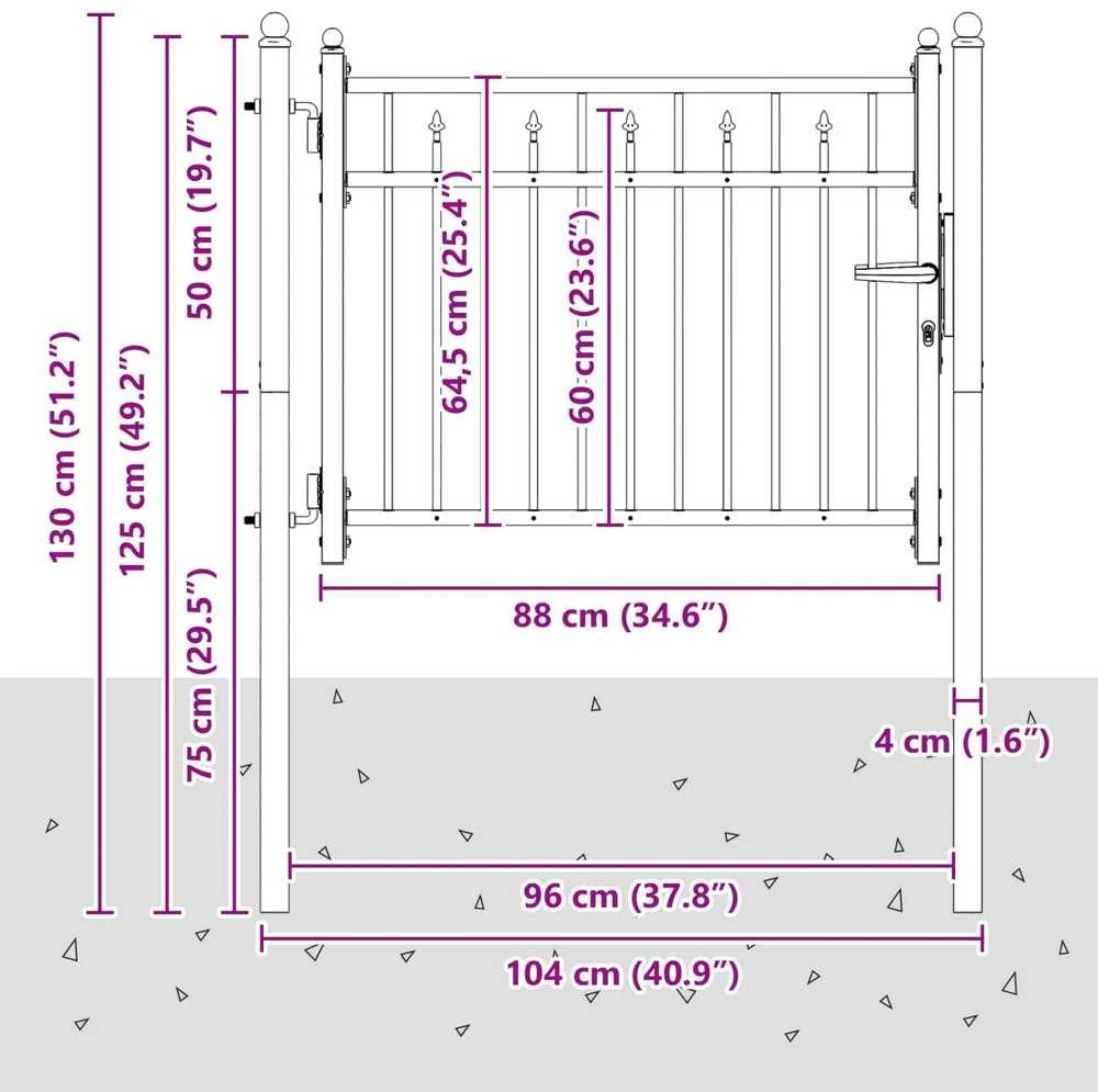 Tvora vartai BAARLO 100 x 75 cm Metalas Juoda Užrakintas