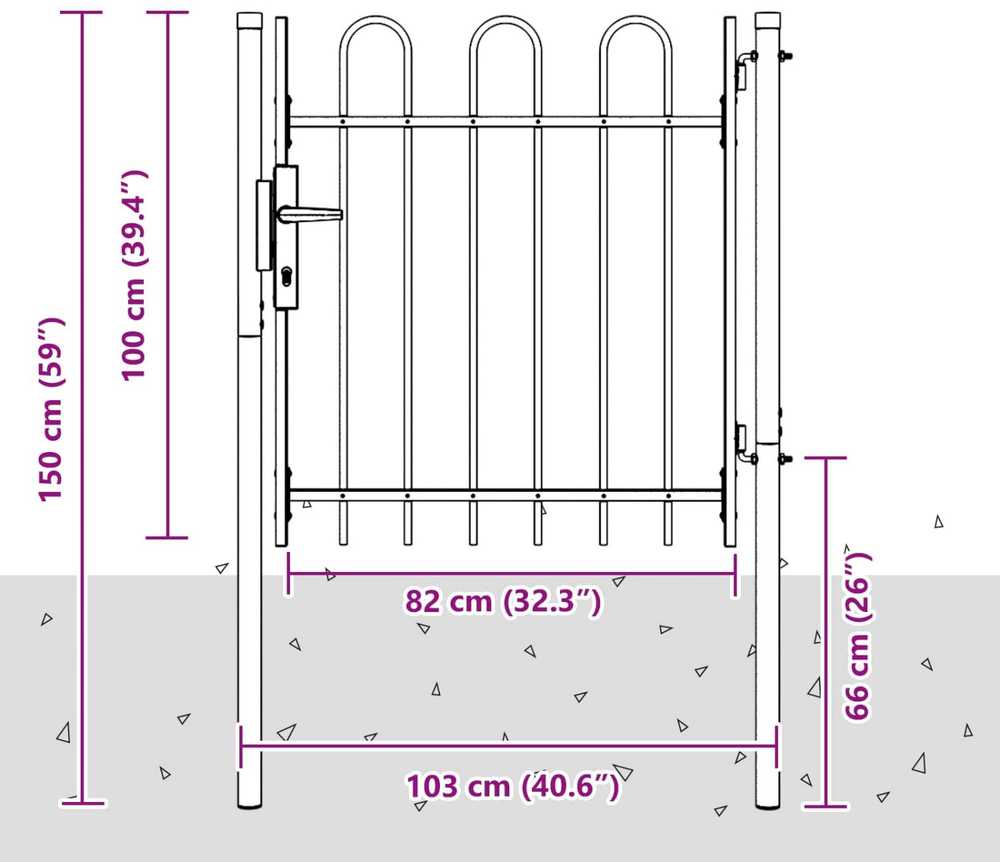 Tvora vartai BOXTEL 103 x 150 cm Pilka Užrakintas