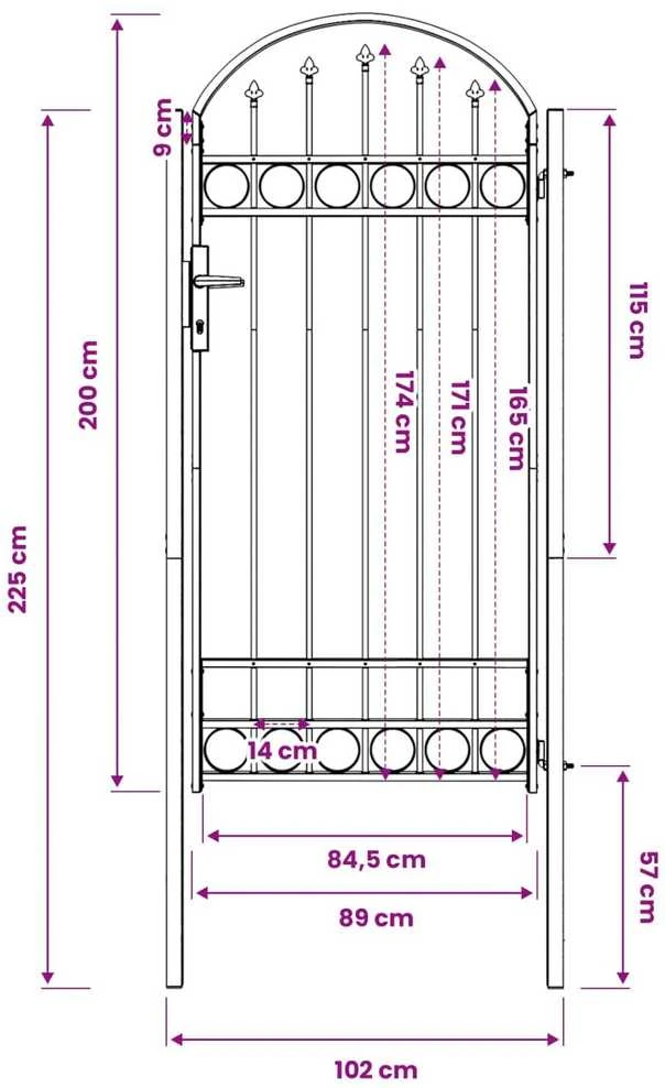 Tvora vartai ASSEN 100 x 195 cm Pilka Užrakintas