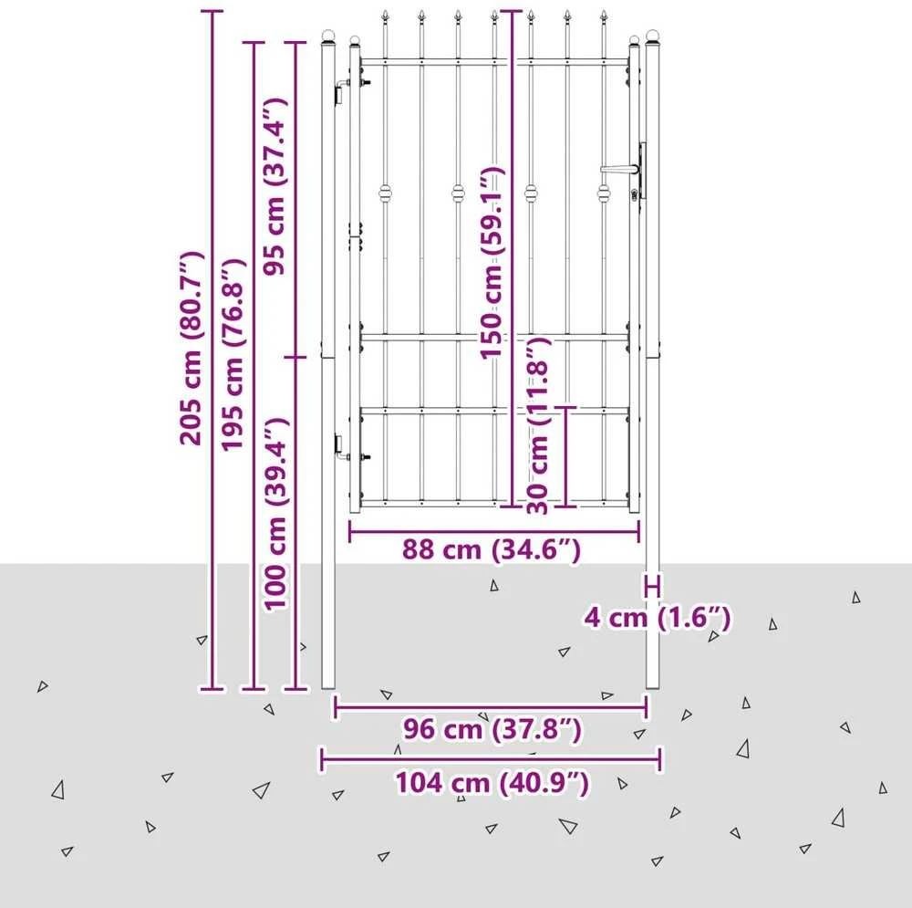 Tvora vartai ASTEN 100 x 150 cm Metalas Juoda Užrakintas