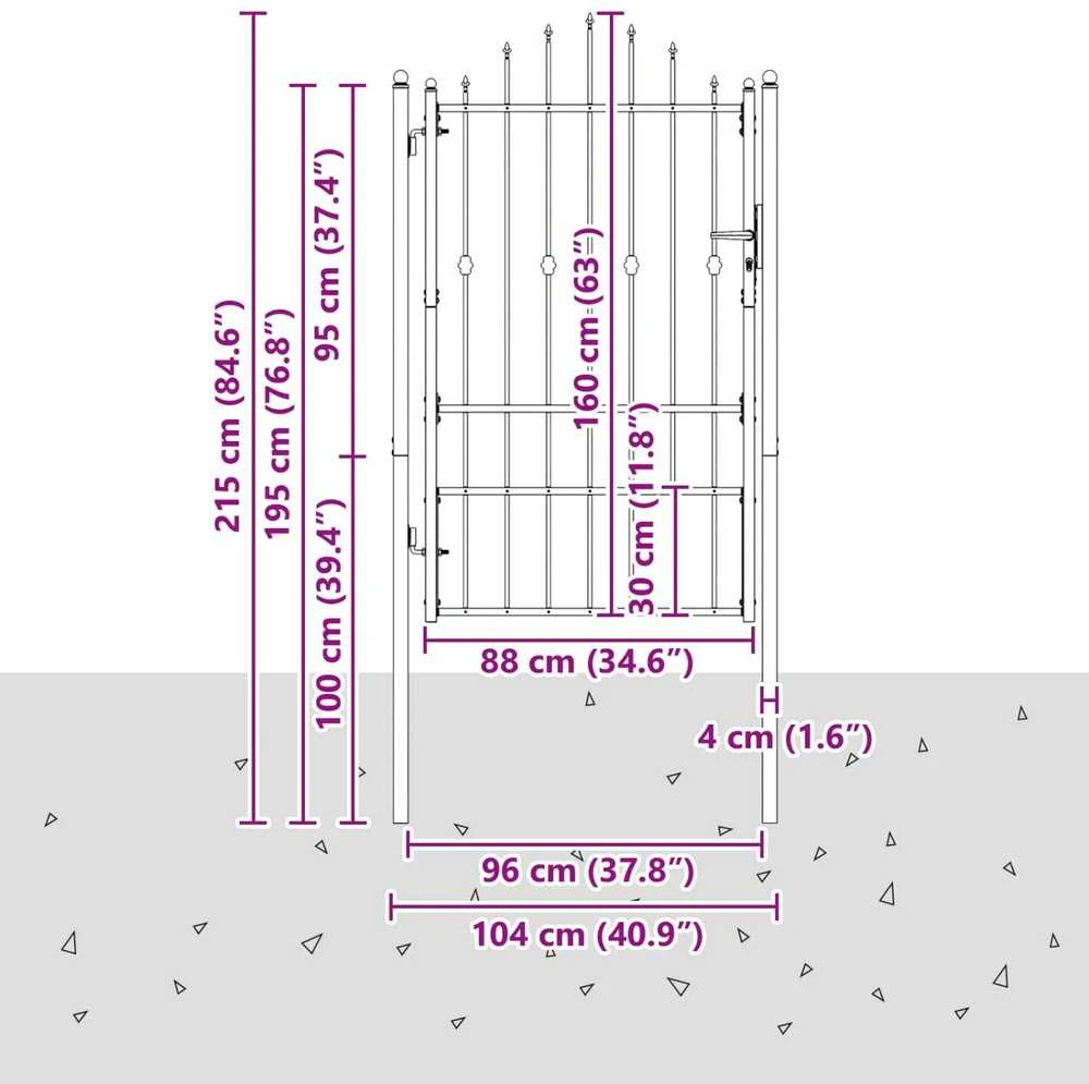 Tvora vartai ASTEN 100 x 150 cm Metalas Juoda Užrakintas