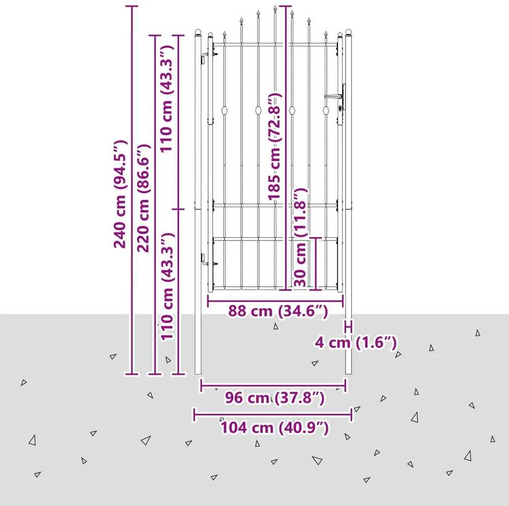 Tvora vartai ASTEN 100 x 175 cm Metalas Juoda Užrakintas