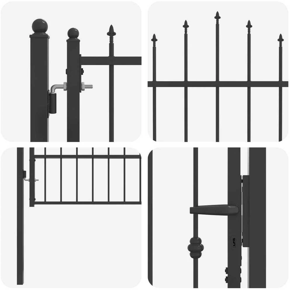 Tvora vartai ASTEN 100 x 175 cm Metalas Juoda Užrakintas