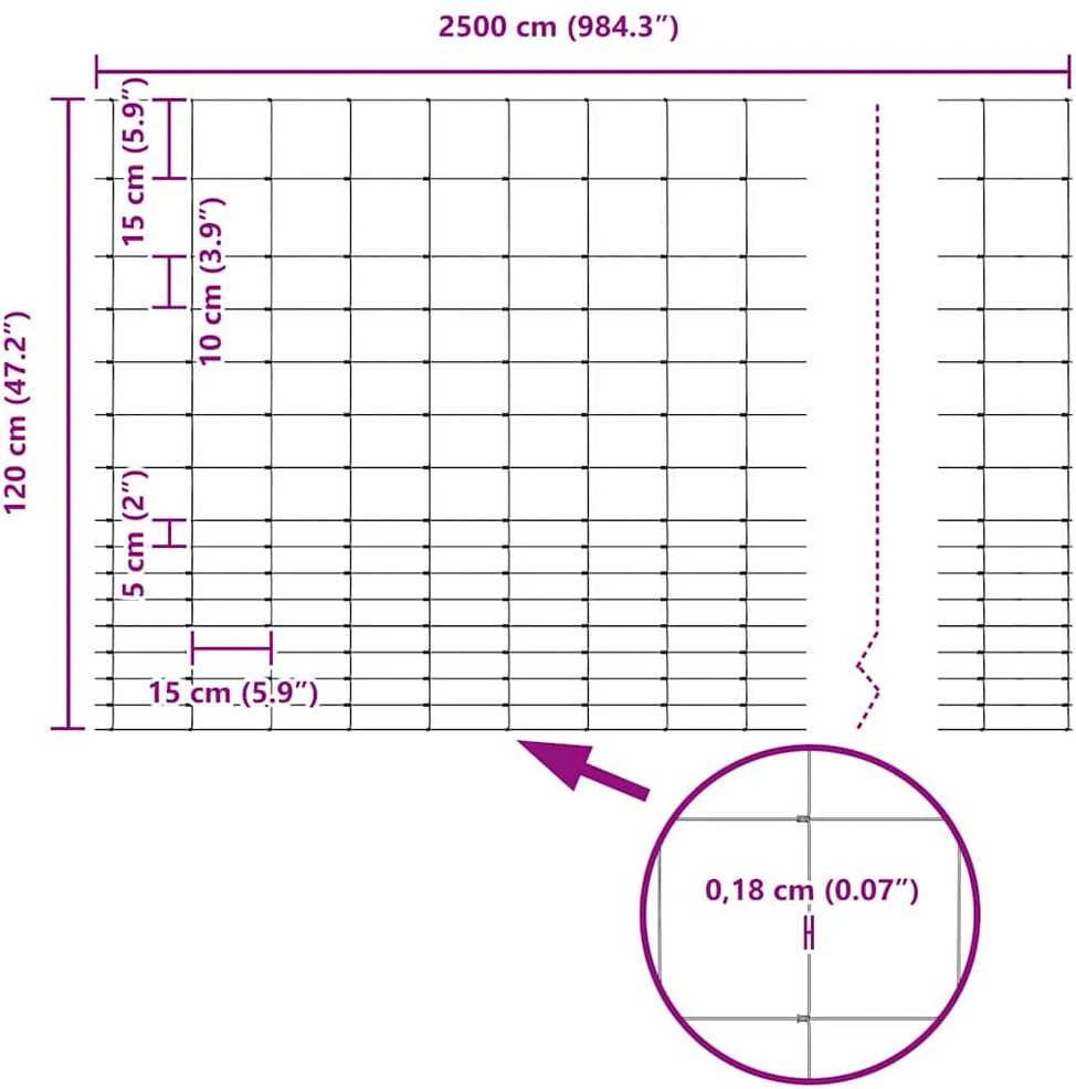 Lauko laukinė tvora su stulpais 25 x 1,2 m Sidabrinė Tinklelis