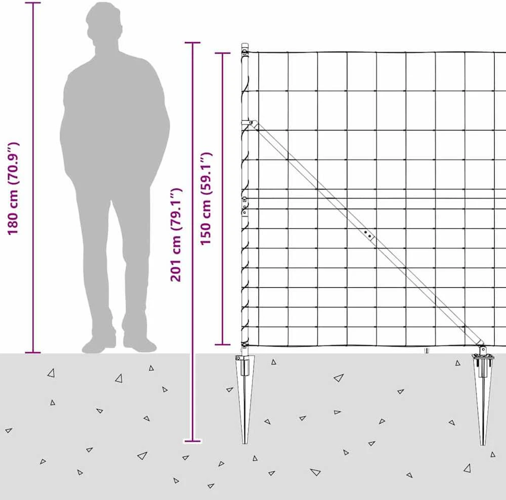 Suvirintas vielinis tvoras su smailiais galais 25 x 1,5 m
