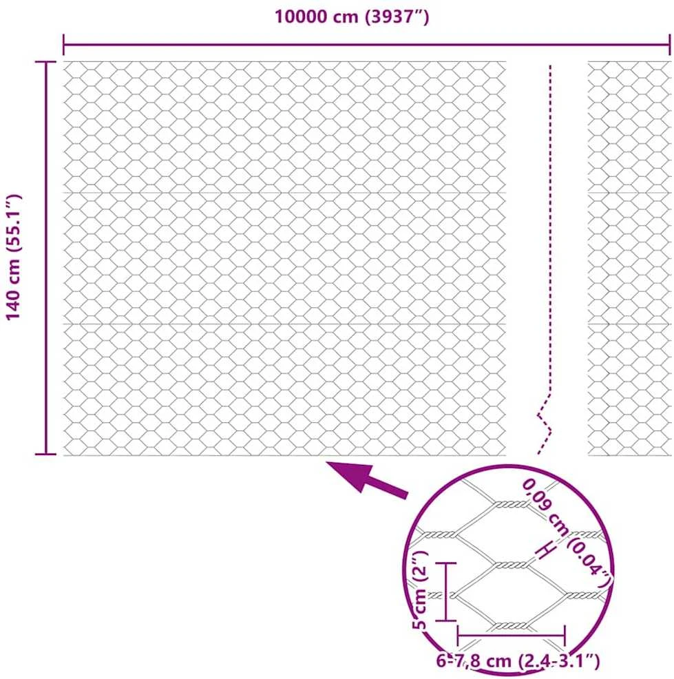 Hexagonal Fence with Post 100 x 1,4 m PVC dengtas plienas Pilka