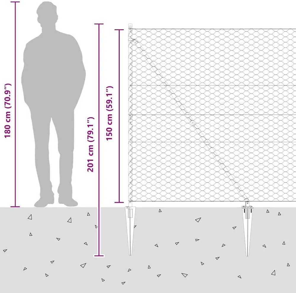 Hexagonal Fence with Post 100 x 1,5 m PVC dengtas plienas Pilka