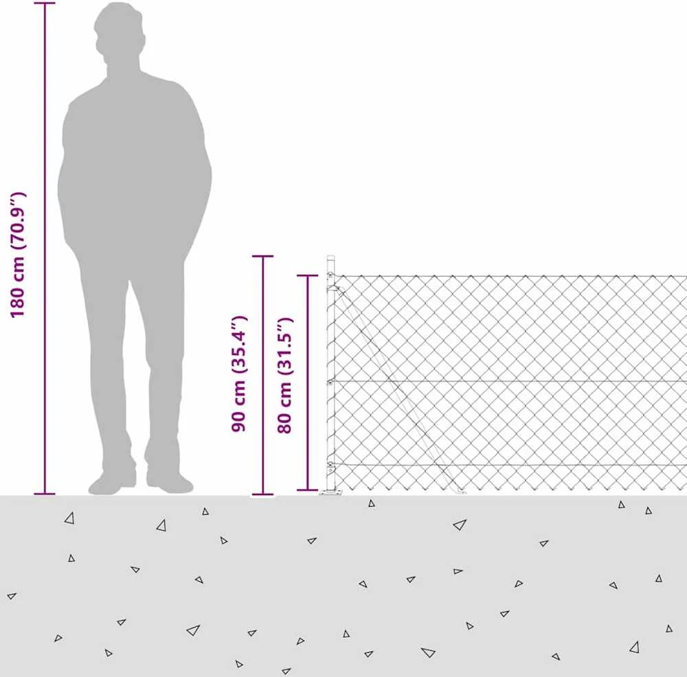 Grandininė tvora su betono baze 25 x 0,8 m PVC dengtas plienas