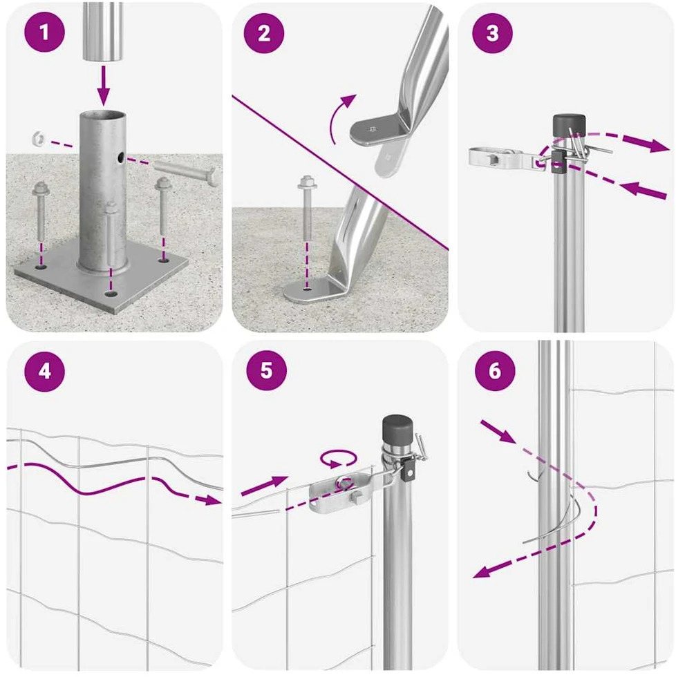 Suvirinta vielos tvora su betono baze 10 x 1,6 m Sidabrinė