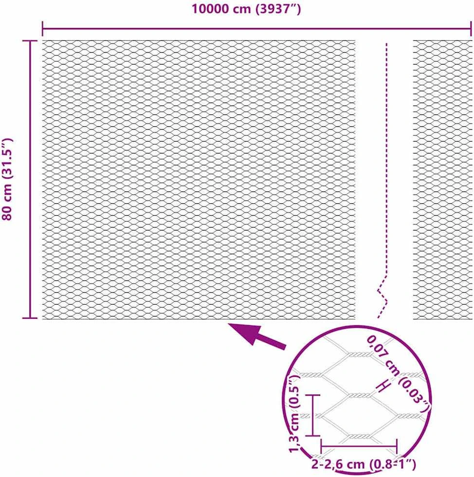 Hexagonal Fence with Post 100 x 0,8 m Galvanizuotas plienas