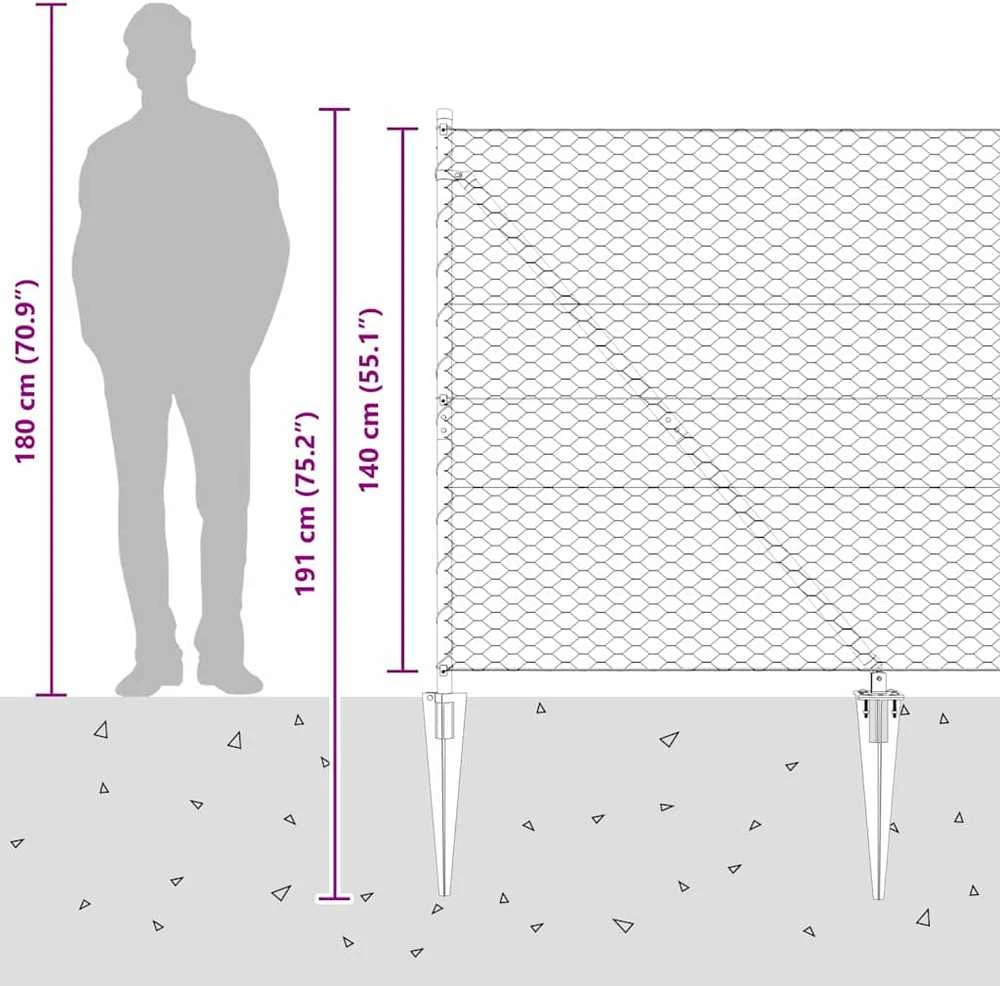 Hexagonal Fence with Post 100 x 1,4 m Galvanizuotas plienas