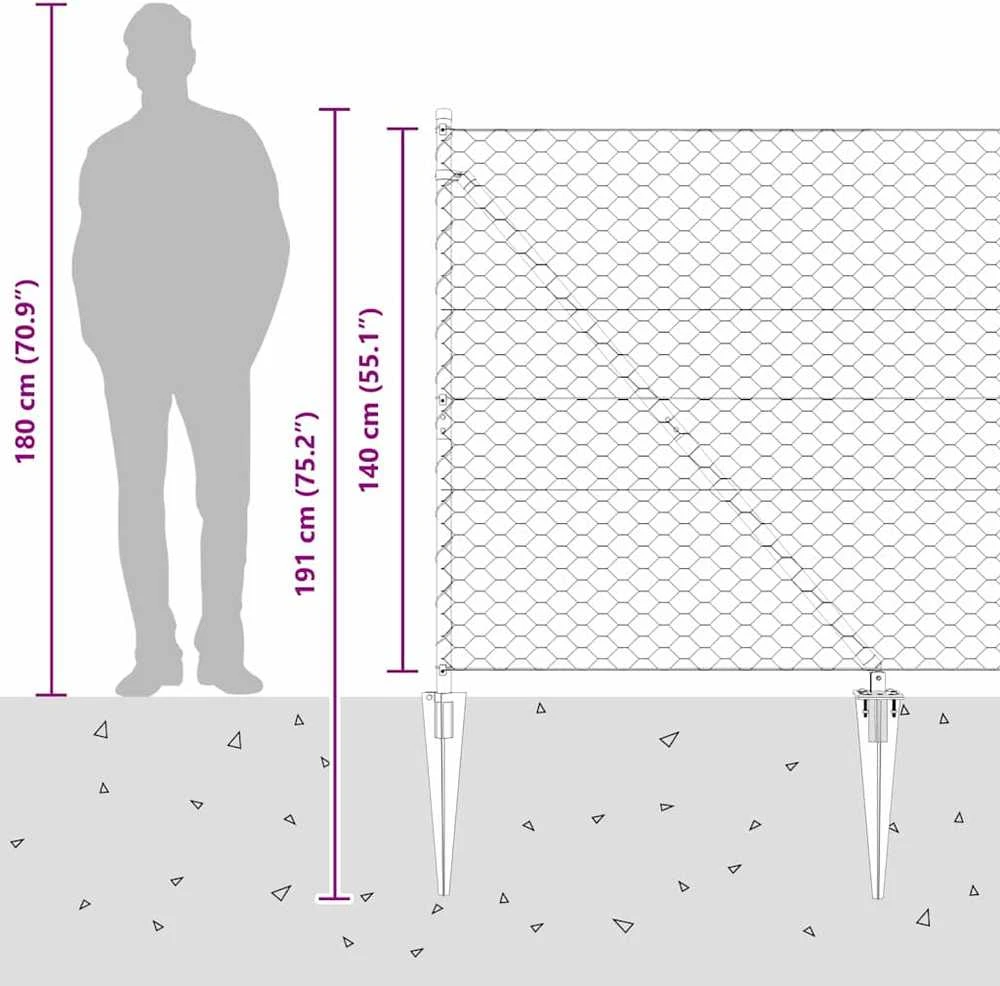 Hexagonal Fence with Post 100 x 1,4 m Galvanizuotas plienas