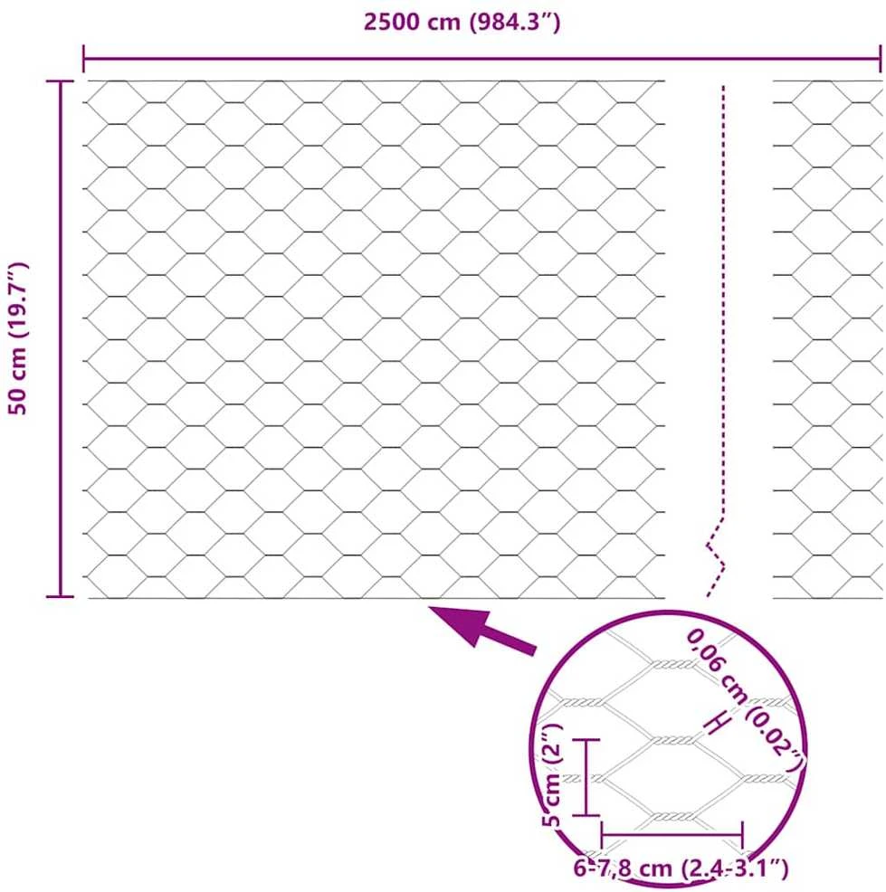 Hexagonal Fence with Post 25 x 0,5 m Galvanizuotas plienas
