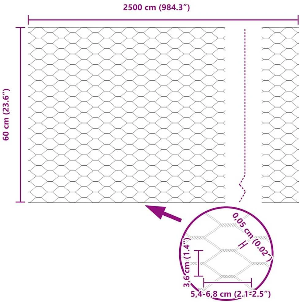 Hexagonal Fence with Post 25 x 0,6 m Galvanizuotas plienas