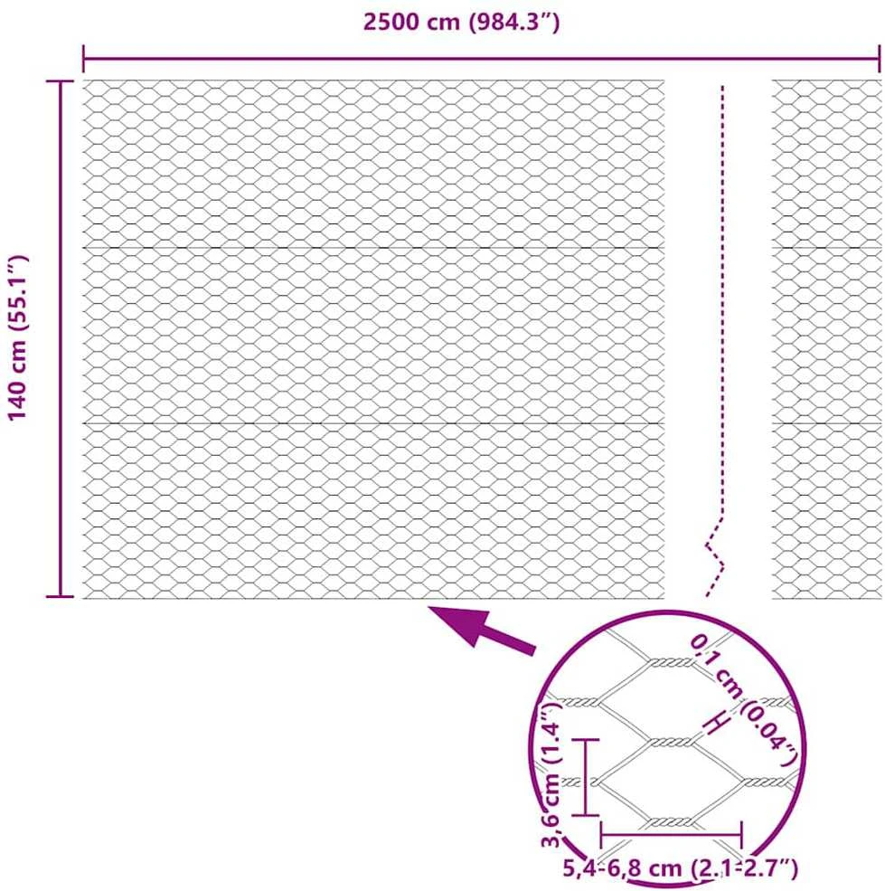 Hexagonal Fence with Post 25 x 1,4 m Galvanizuotas plienas