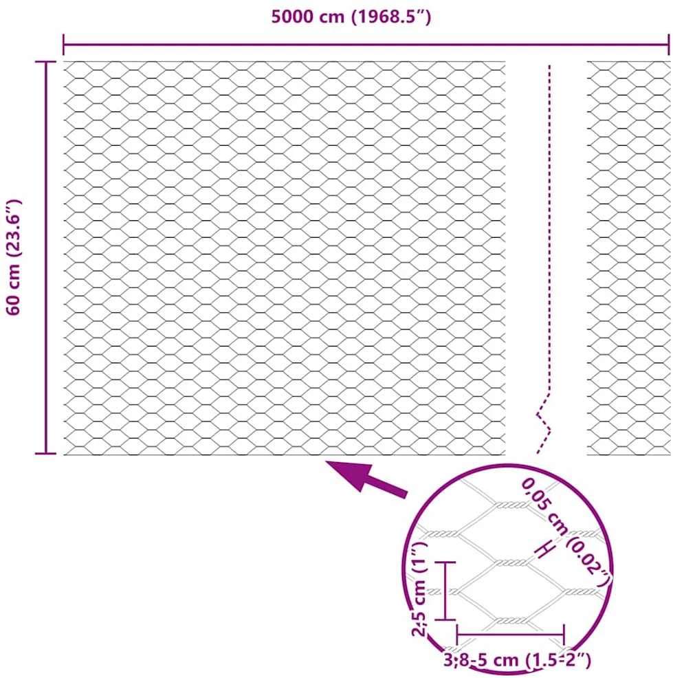 Hexagonal Fence with Post 50 x 0,6 m Galvanizuotas plienas