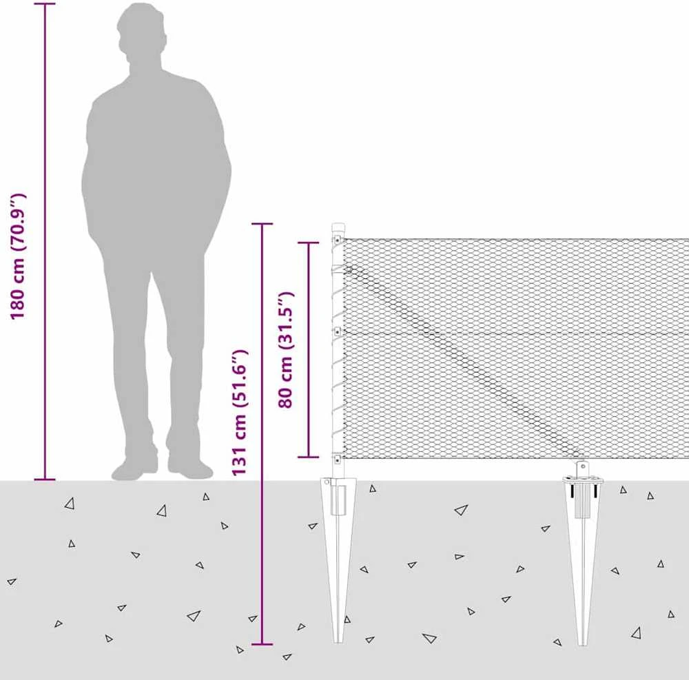 Hexagonal Fence with Post 50 x 0,8 m Galvanizuotas plienas
