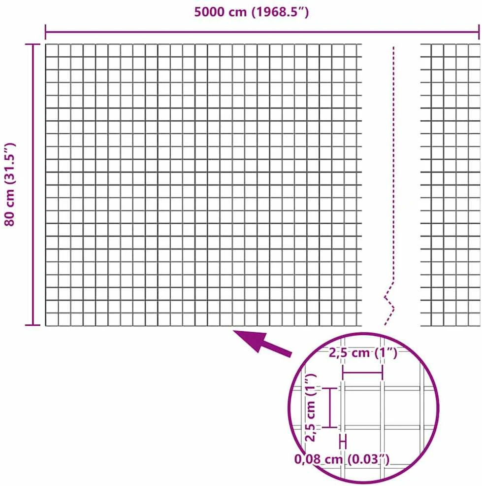 Suvirintas vielinis tvoras su smailiais galais 50 x 0,8 m