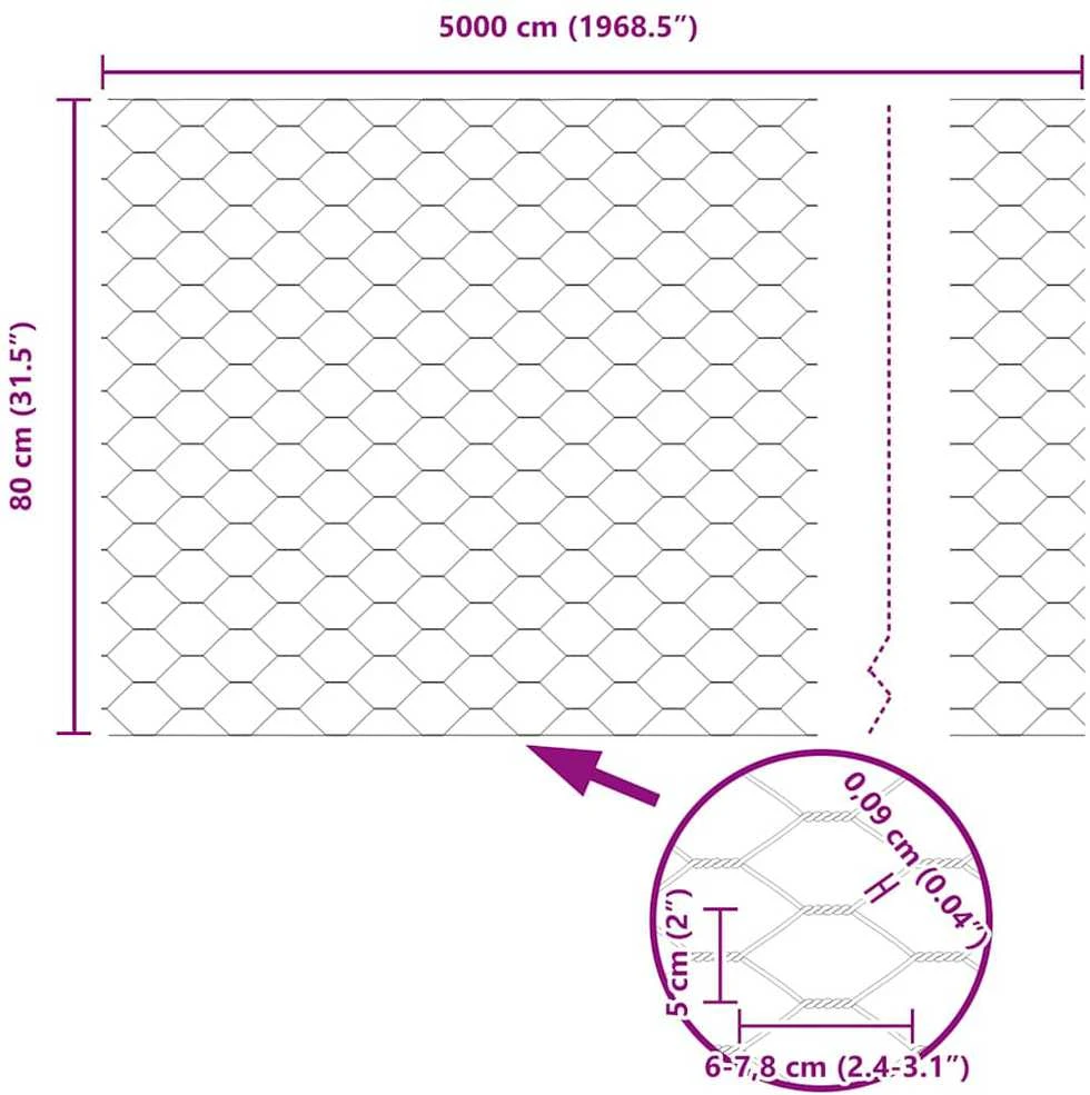 Hexagonal Fence with Post 50 x 0,8 m Galvanizuotas plienas
