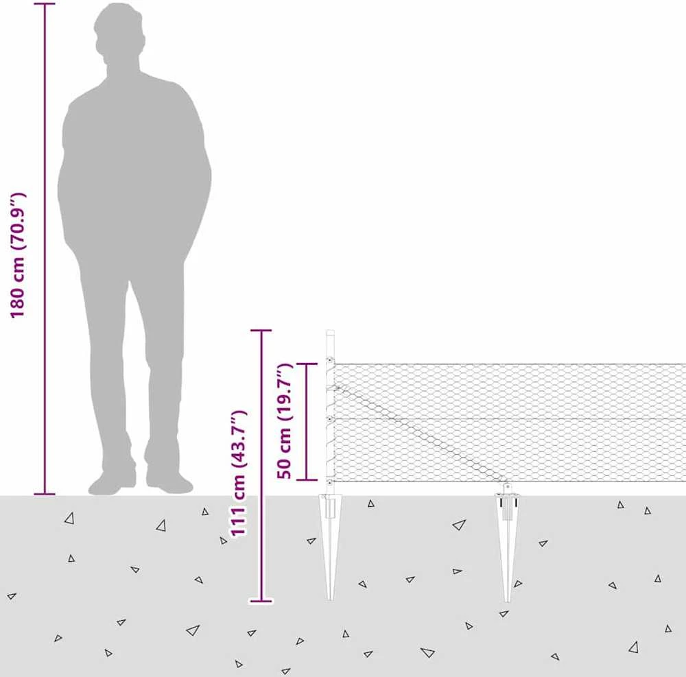 Hexagonal Fence with Post 100 x 0,5 m PVC dengtas plienas Žalia