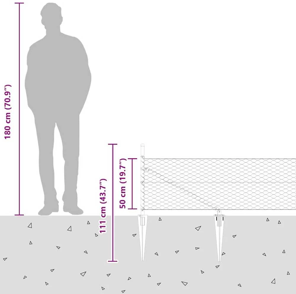 Hexagonal Fence with Post 100 x 0,5 m PVC dengtas plienas Žalia