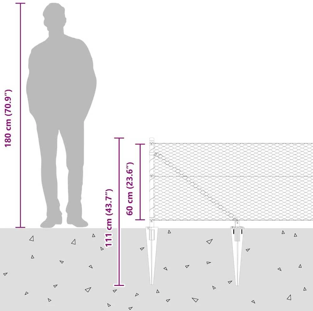 Hexagonal Fence with Post 100 x 0,6 m PVC dengtas plienas Žalia
