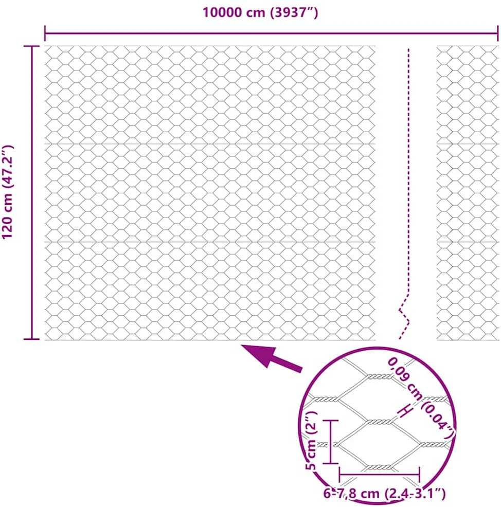 Heksagonalinė tvoros tvirtinimo sistema 100 x 1,2 m Žalia