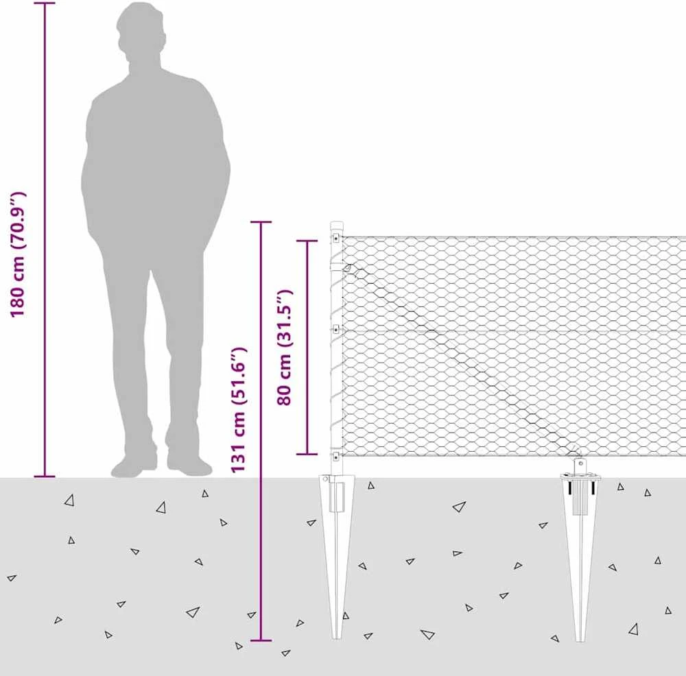 Hexagonal Fence with Post 50 x 0,8 m PVC dengtas plienas Žalia
