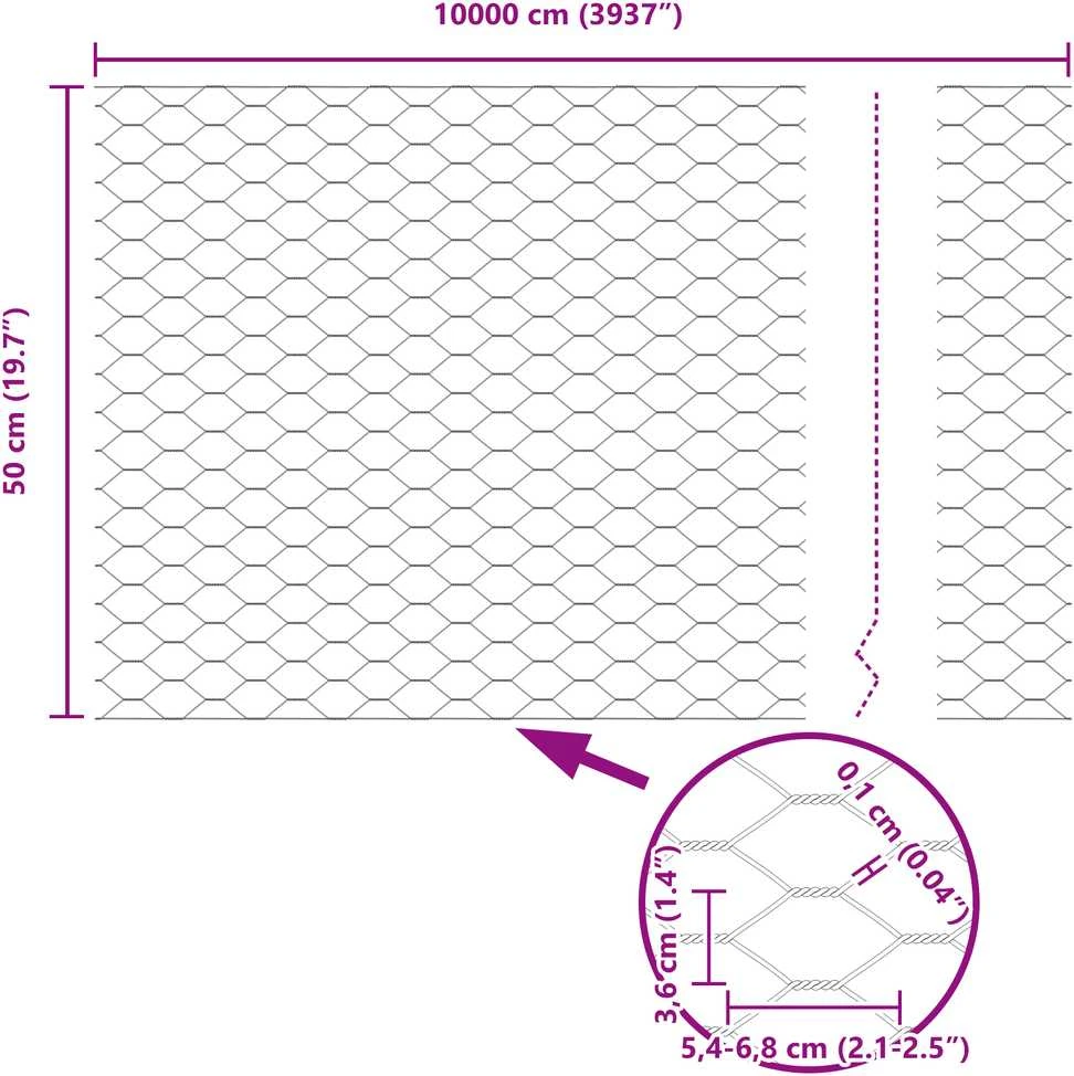 Hexagonal Fence with Post 100 x 0,5 m PVC dengtas plienas Pilka