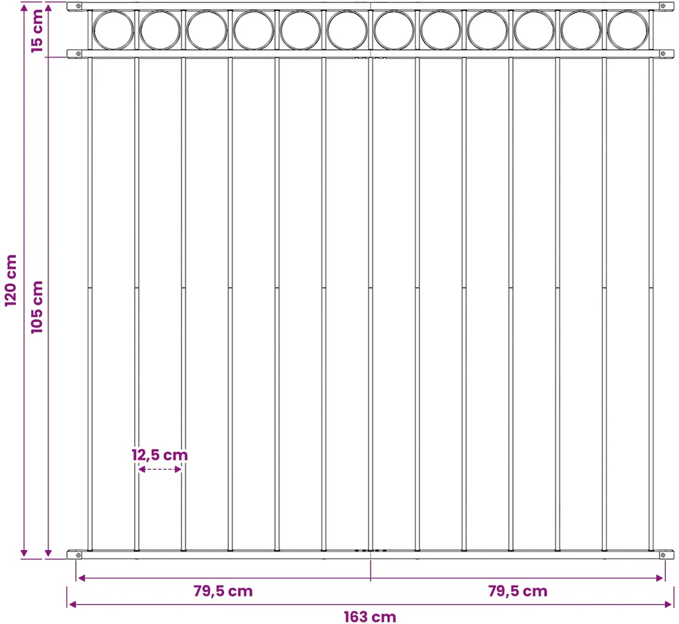 Tvorelių elementas ASSEN 170 x 120 cm Plienas Pilka
