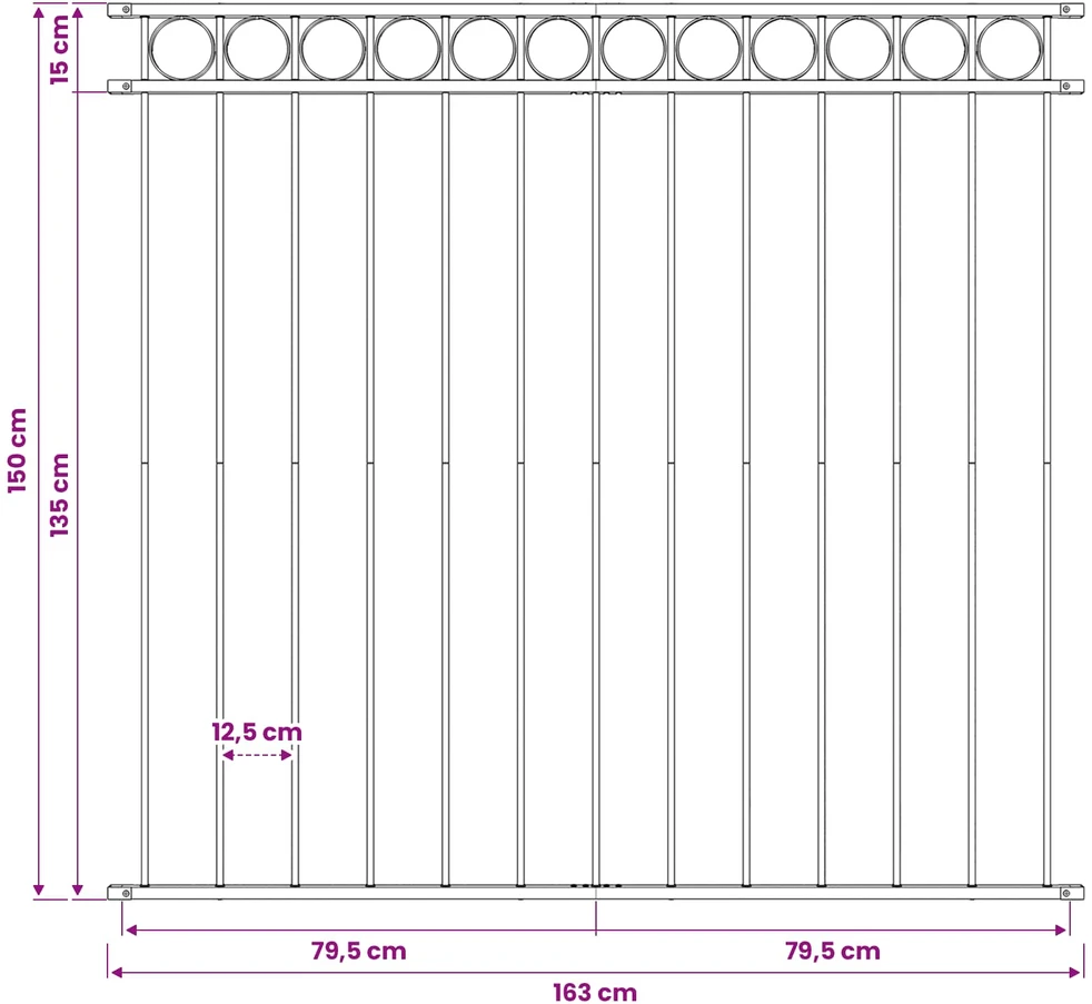 Tvorelių elementas ASSEN 170 x 150 cm Plienas Balta