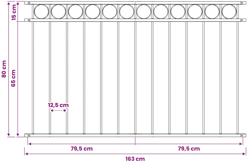 Tvorelių elementas ASSEN 170 x 80 cm Plienas Pilka