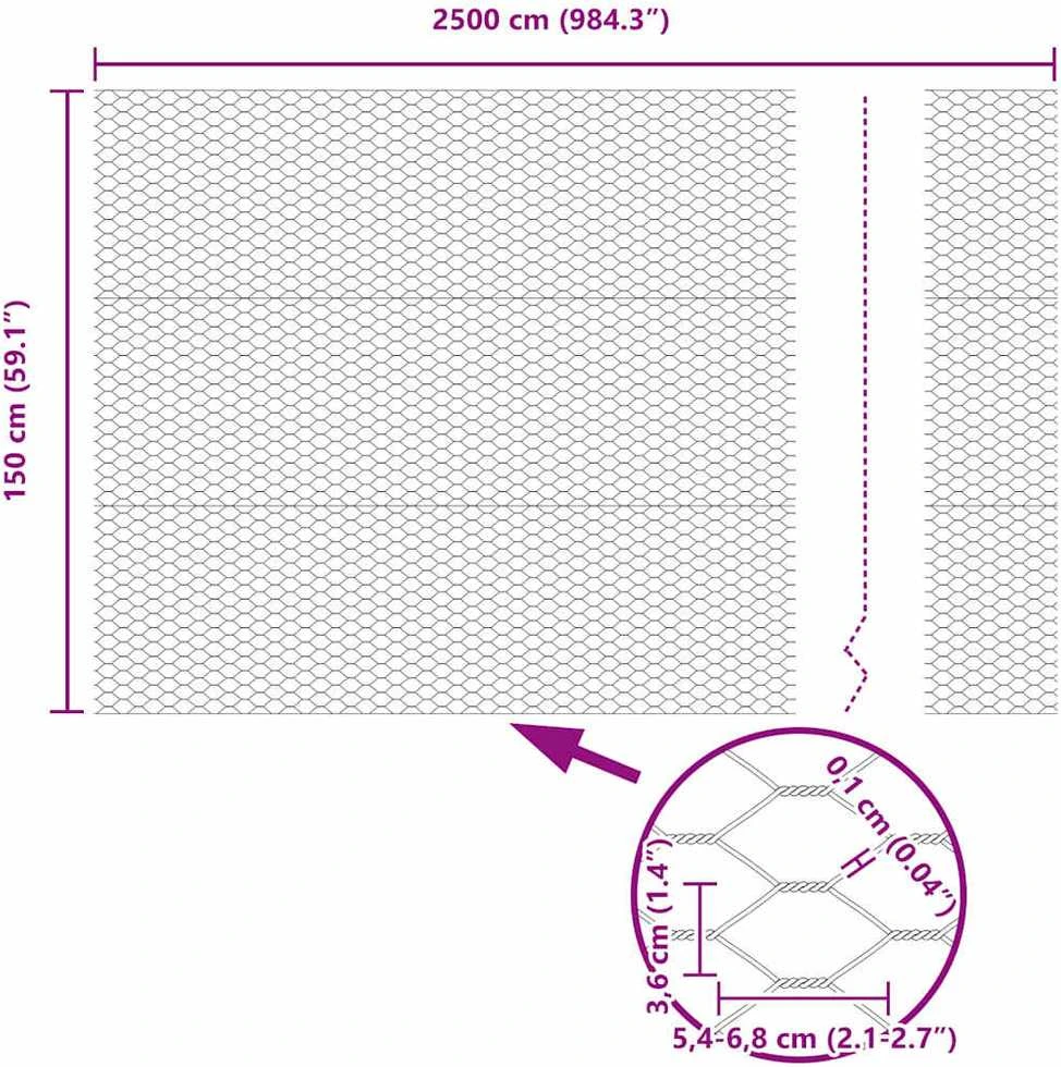 Hexagonal Fence with Post 25 x 1,5 m Galvanizuotas plienas