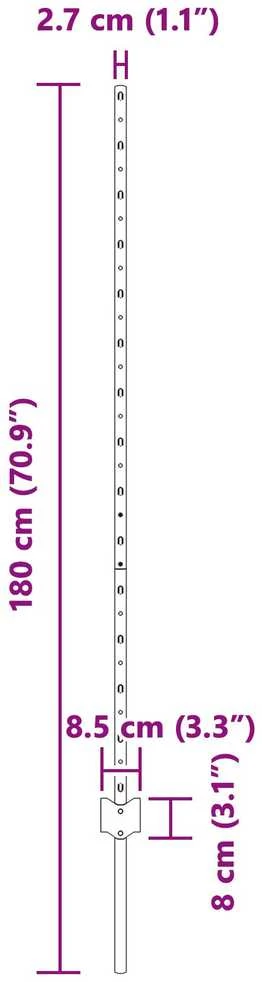 Įmontuotas tvoros stulpas 5 vnt. Pilka 180 cm