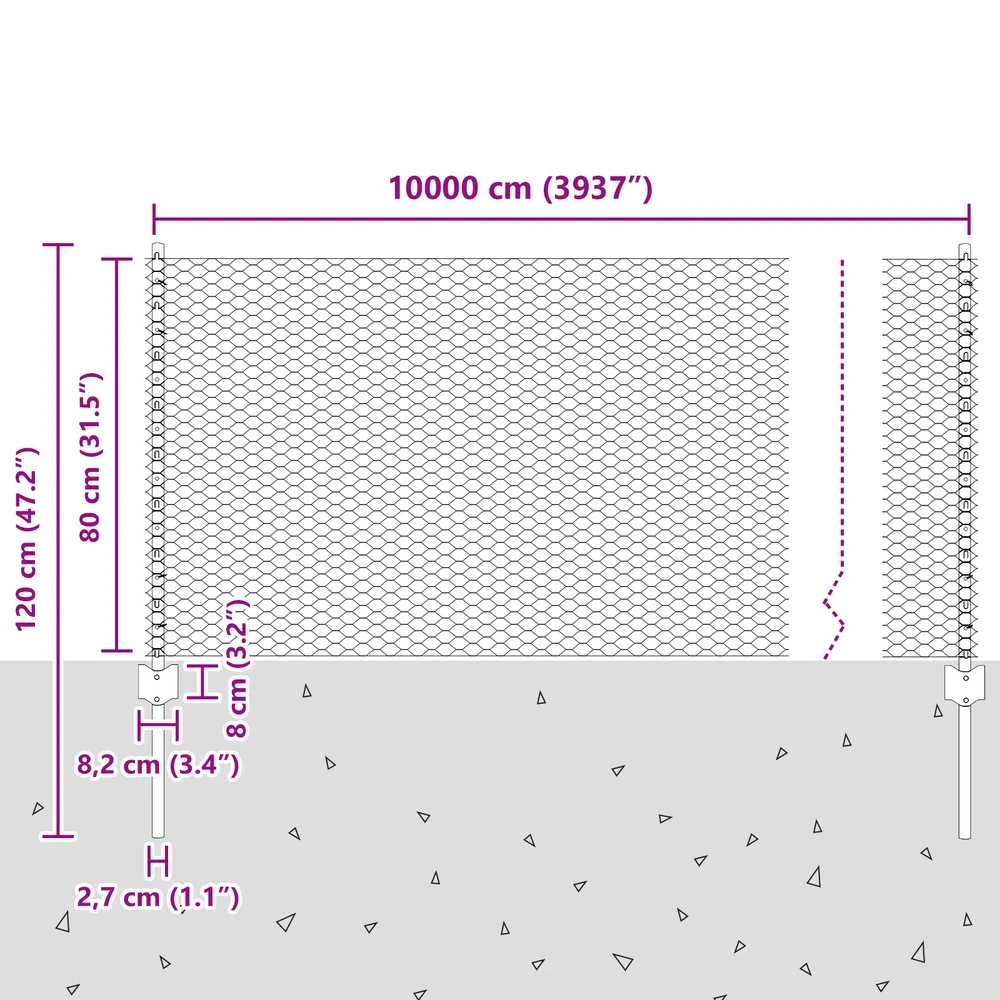 Hexagonal Fence with Post 100 x 0,8 m PVC dengtas plienas Žalia