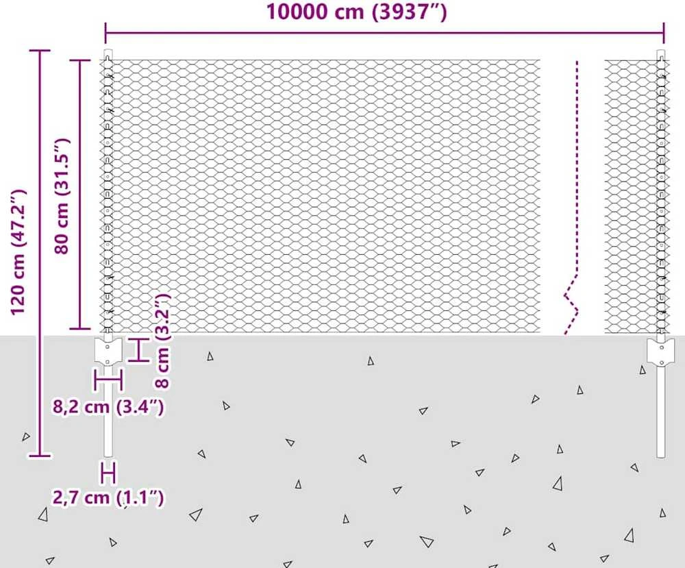 Hexagonal Fence with Post 100 x 0,8 m PVC dengtas plienas Žalia
