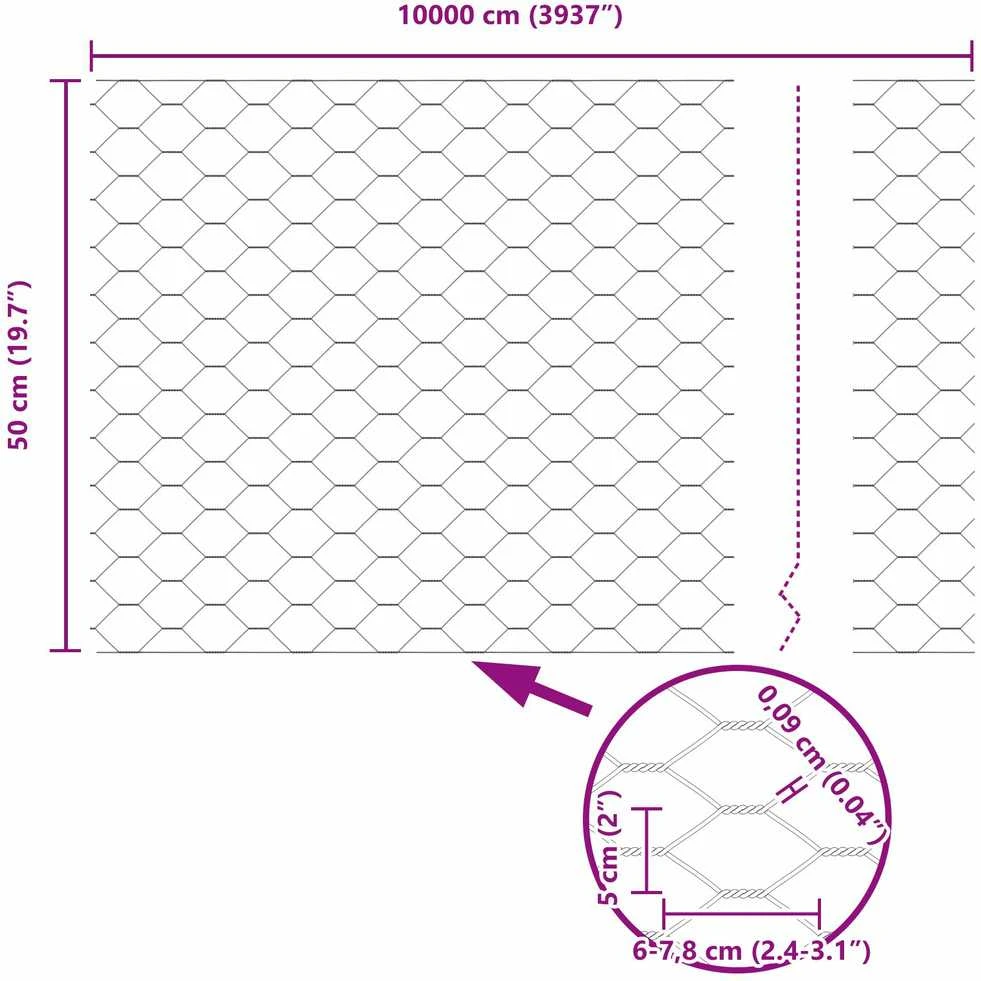 Hexagonal Fence with Post 100 x 0,5 m PVC dengtas plienas Žalia