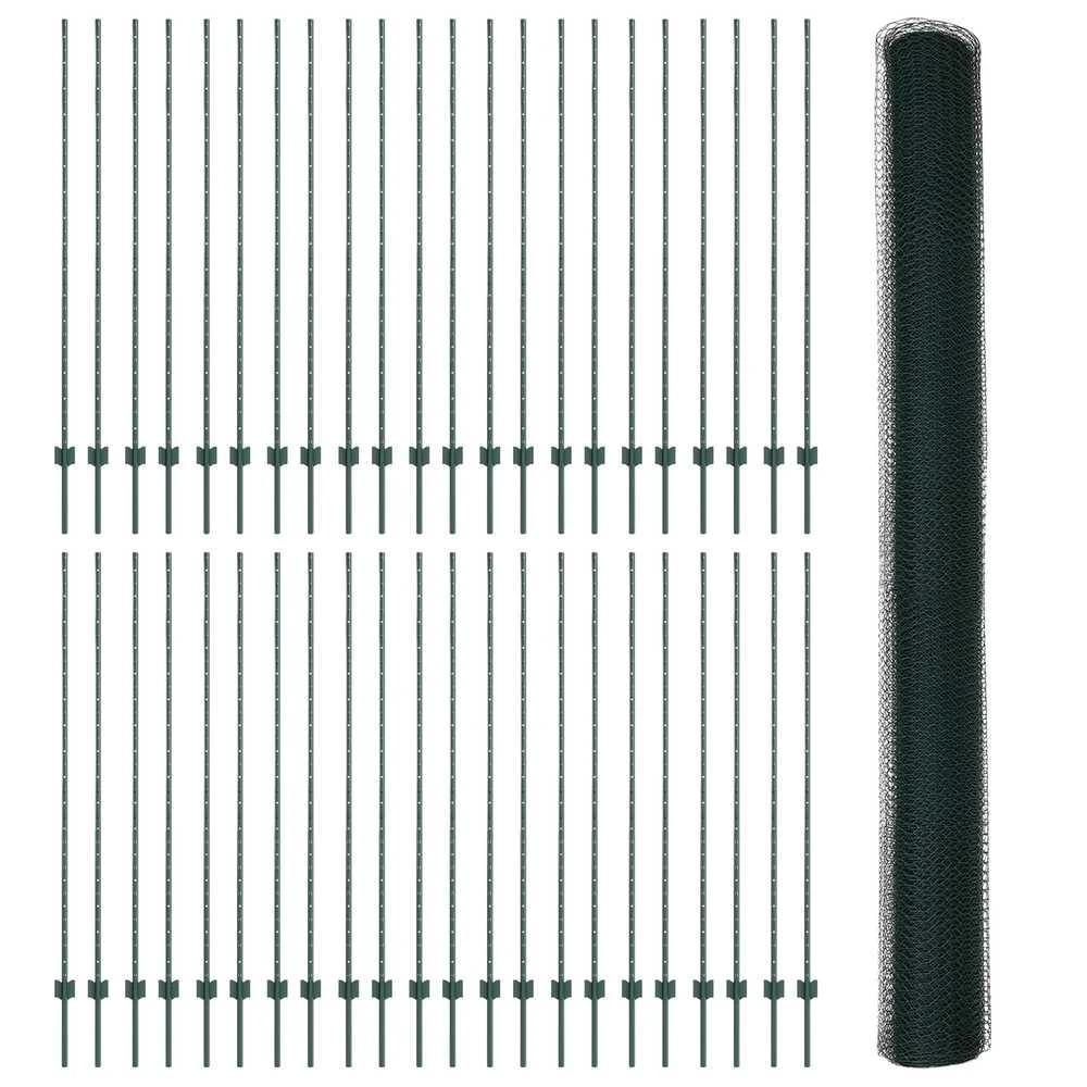 Hexagonal Fence with Post 100 x 1,5 m PVC dengtas plienas Žalia