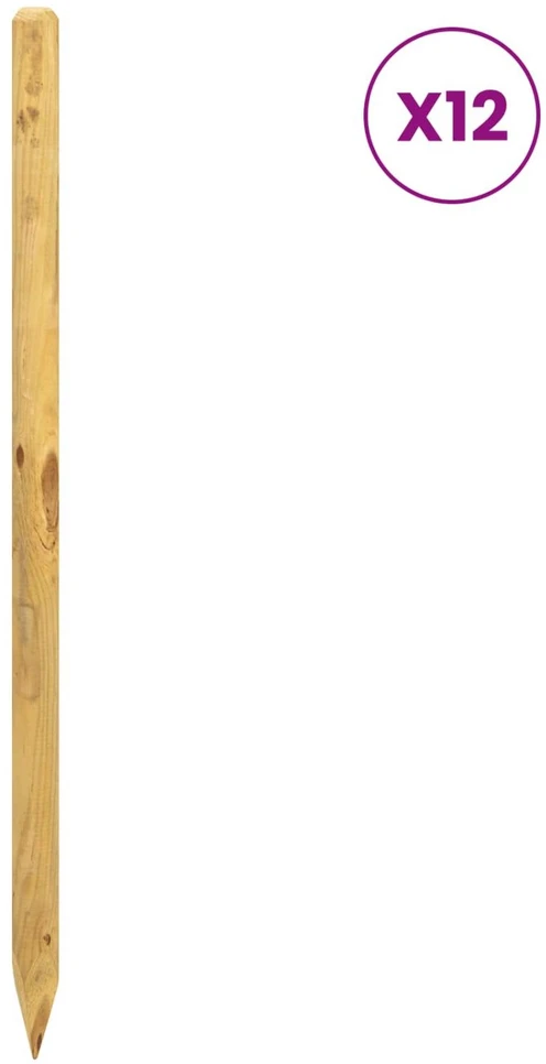 Tvorelių stulpai 12 vnt. Ruda 150 cm Pušies medienos masyvas