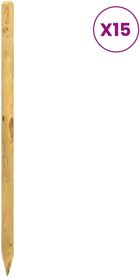 Tvorelių stulpai 15 vnt. Ruda 120 cm Pušies medienos masyvas