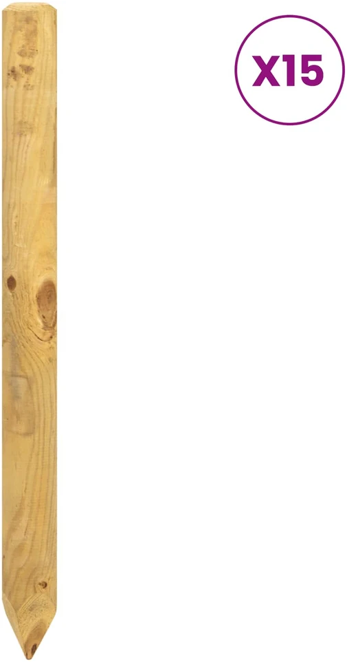 Tvorelių stulpai 15 vnt. Ruda 60 cm Pušies medienos masyvas