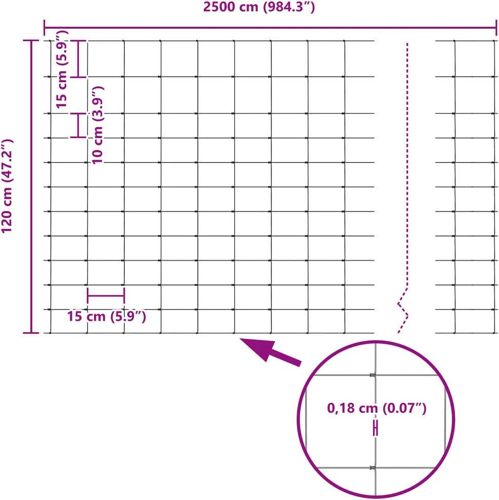 Lauko laukinė tvora su stulpais 25 x 1,2 m Sidabrinė Tinklelis