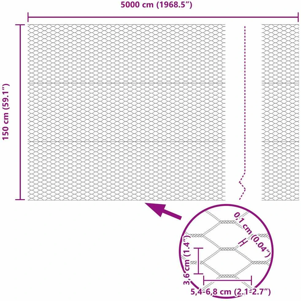 Hexagonal Fence with Post 50 x 1,5 m PVC dengtas plienas Pilka