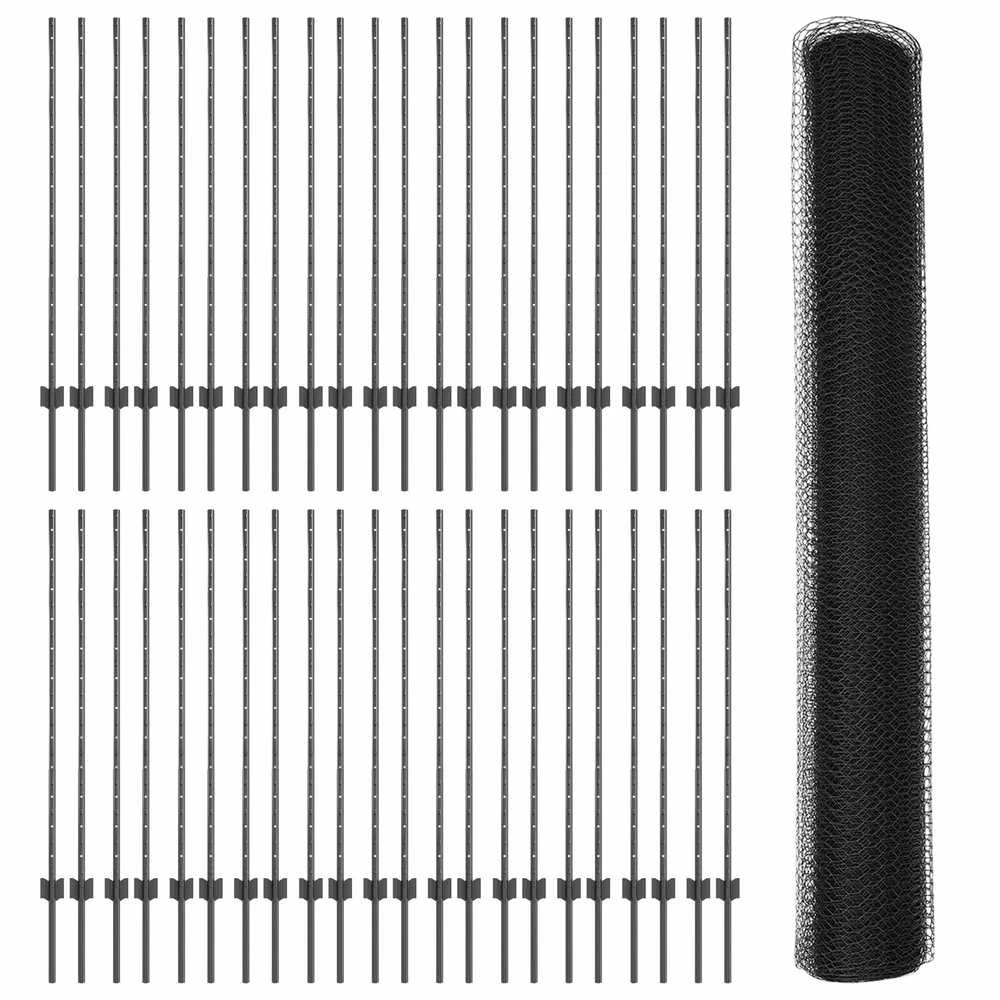 Hexagonal Fence with Post 100 x 1,2 m PVC dengtas plienas Pilka